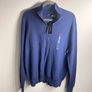 NWT Polo Ralph Lauren Men's XL Navy Heather 1/4 Zip Sweater Red Pony
